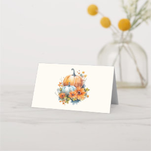 Carte De Placement Citrouilles d'automne avec Fleurs et Foliage