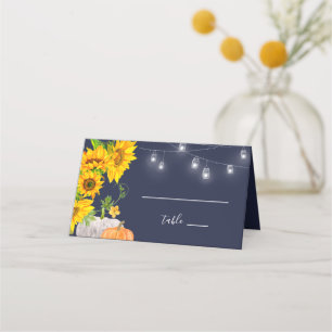 Carte De Placement Citrouilles tournesols Monogramme Rustique Mariage