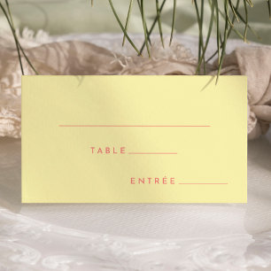 Carte De Placement Citrus minimaliste Entree jaune Choix plat