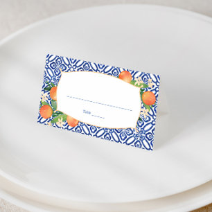 Carte De Placement Citrus Oranges Classique Motif Carreaux Bleu Maria