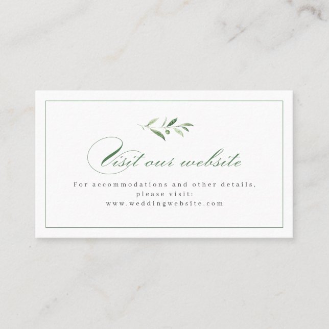 Carte De Placement Classic Elegance Green Website Insertion Card (Devant)