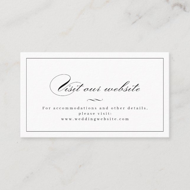 Carte De Placement Classic Elegance Script Website Insertion Card (Devant)
