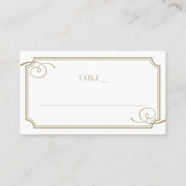 Carte De Placement Classic Gold Frame Mariage de luxe (Devant)