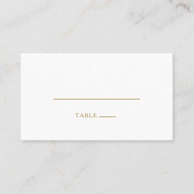 Carte De Placement Classic Minimalist Gold Flat Mariage Place Card (Devant)