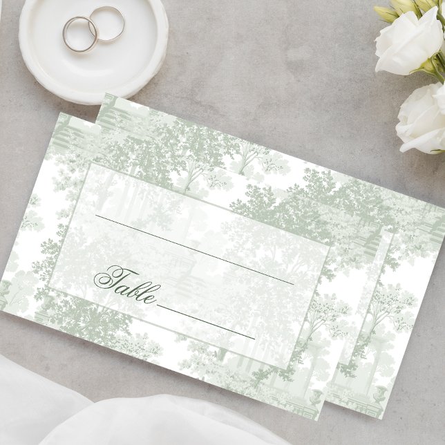 Carte De Placement Classic Sage Green Landscape Toile Wedding (Créateur téléchargé)