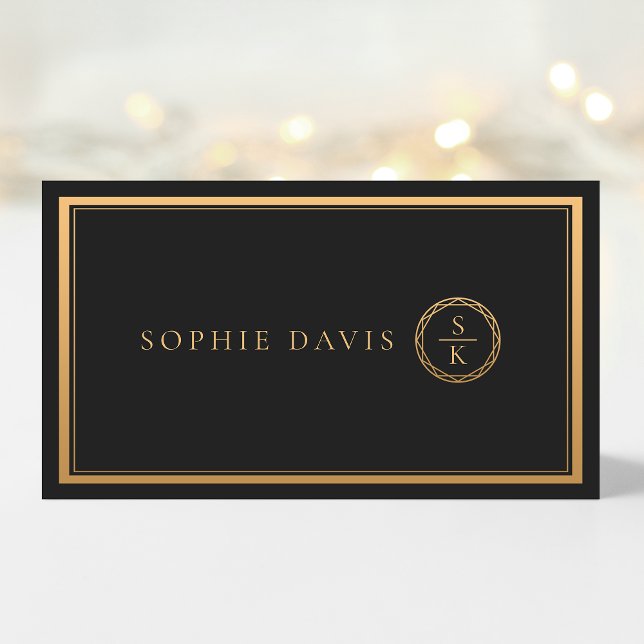 Carte De Placement Classic Simple Elegance Gold Mariage noir (Créateur téléchargé)