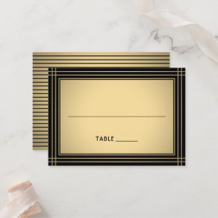 Carte De Placement Classique bordure rayée noir et or grand Escort /