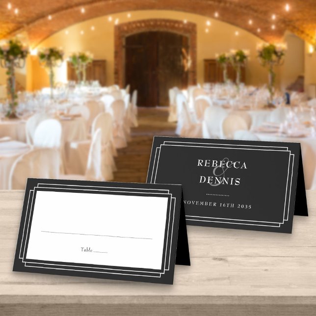 Carte De Placement Classique Déco | Mariage Noir et Blanc (Créateur téléchargé)