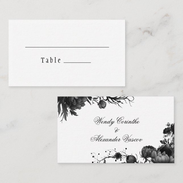 Carte De Placement Classique gothique blanc Mariage plat (Devant / Derrière)
