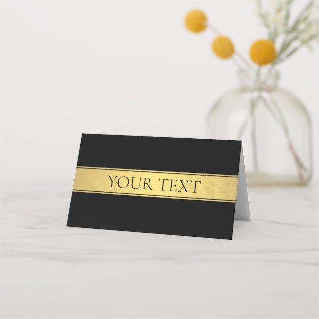 Carte De Placement Classy Faux Gold Stripe & Black Arrière - plan ou  (Devant)