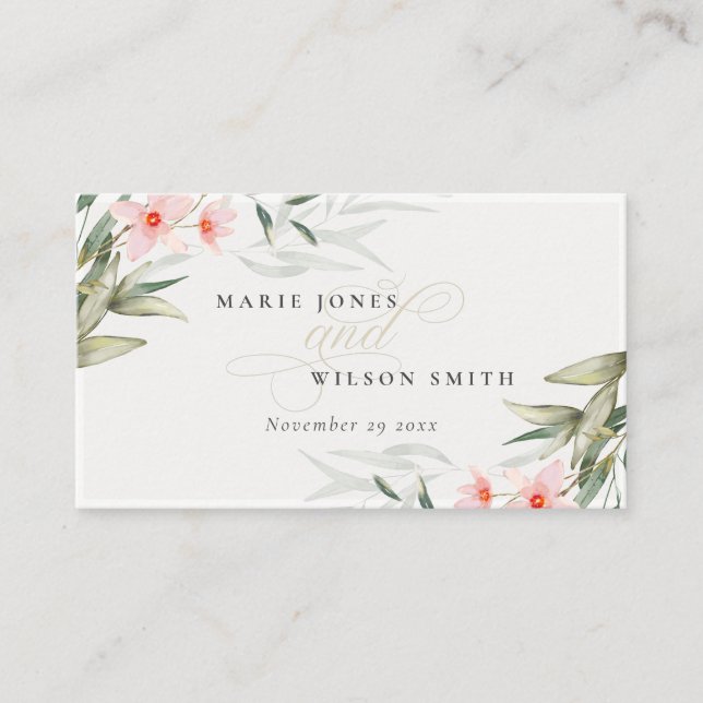 Carte De Placement Classy Rustic Blush Greenery Floral Bunch Mariage (Devant)