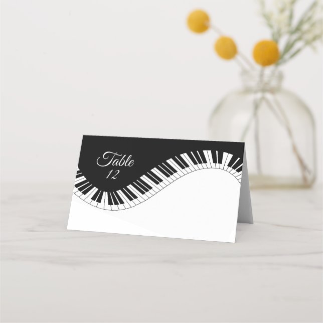 Carte De Placement Clavier de piano design de musique noir et blanc (Devant)