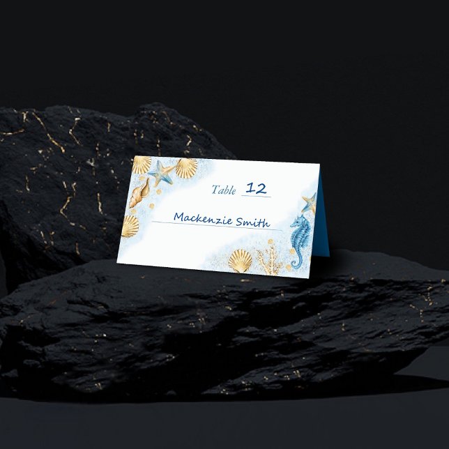 Carte De Placement Coastal Chic | La barrière de corail moderne (Créateur téléchargé)