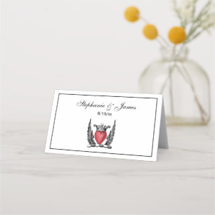 Carte De Placement Coeur héraldique avec ailes Armoiries Crest