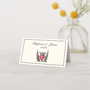 Carte De Placement Coeur héraldique avec ailes Manteau d'armoiries Cr