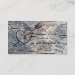 Carte De Placement Cœur sculpté dans un carton de table de mariage d'
