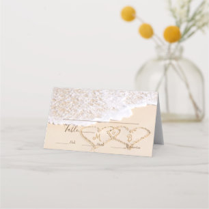 Carte De Placement Coeurs dans le Sand Tropical Beach Mariage