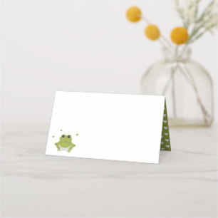 Carte De Placement Coeurs de grenouille verte Nom Baby shower