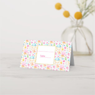 Carte De Placement Coeurs et cupcakes Motif d'aquarelle