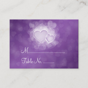 Carte De Placement Coeurs modernes de Placecards de mariage pourpres