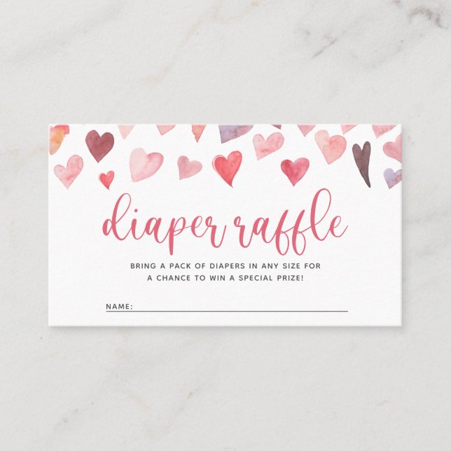 Carte De Placement Coeurs rose et rouge Valentines Baby Diaper Raffle (Devant)