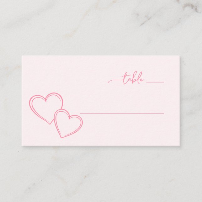 Carte De Placement Cœurs roses romantiques (Devant)