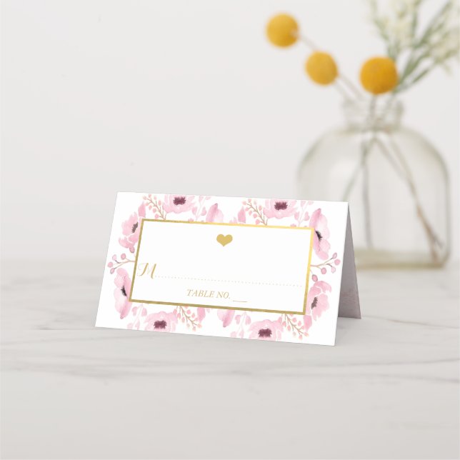 Carte De Placement Collection de Mariages floraux rose-printemps (Devant)