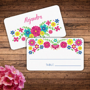 Carte De Placement Coloré Quinceañera Fleurs mexicaines