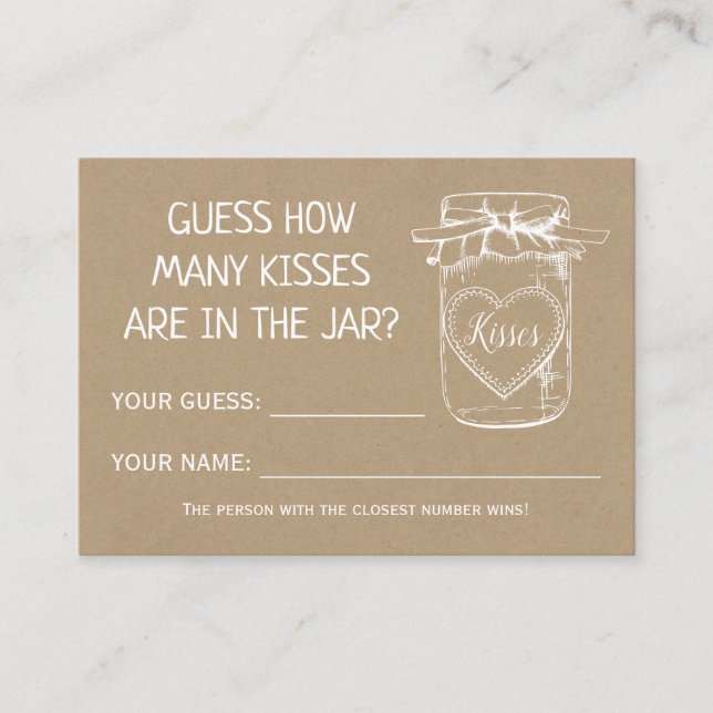 Carte De Placement Combien de baisers anglais espagnol douche jeu car (Devant)