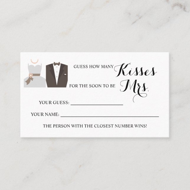 Carte De Placement Combien de baisers pour Mme B & G (Devant)