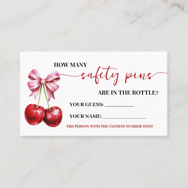 Carte De Placement Combien de broches de sécurité Cherry Baby Game Ca (Devant)