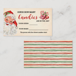 Carte De Placement Combien de Candies Père Noël Christmas Game Card