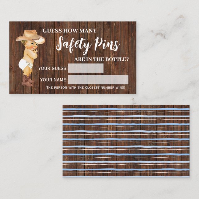 Carte De Placement Combien de casiers de sécurité Cowboy Baby shower  (Devant / Derrière)
