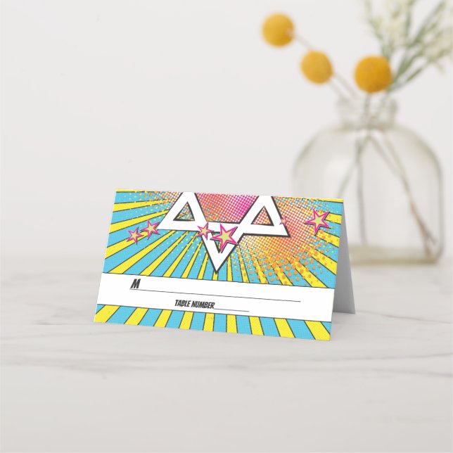 Carte De Placement Comics Comic Book Bar Mitzvah Star de David (Devant)