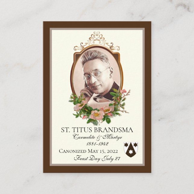 Carte De Placement Commémoration de la canonisation de Saint Titus Br (Devant)