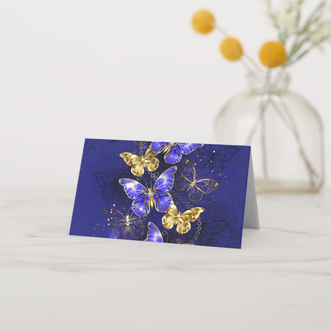 Carte De Placement Composition avec papillons Sapphire (Devant)