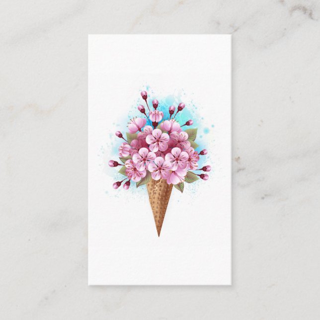 Carte De Placement Cône de gaufre de glace rose Sakura (Devant)