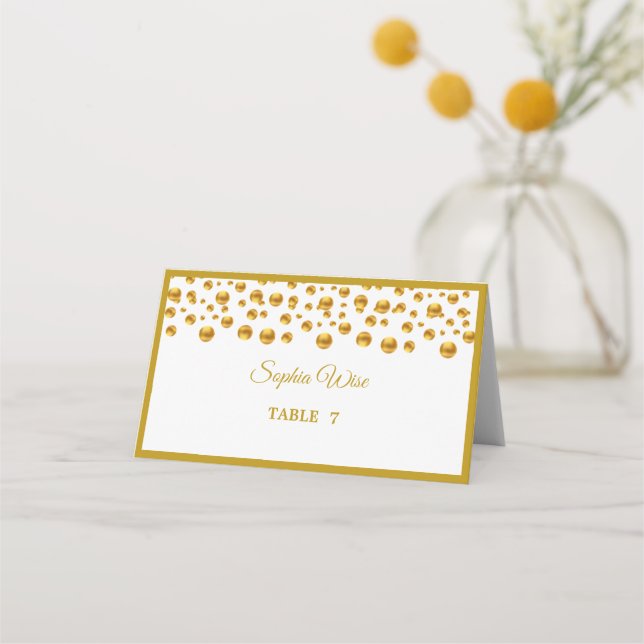 Carte De Placement Confettis dorés élégants (Devant)