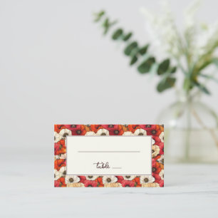 Carte De Placement Coquelicots Floraux Rouges Joyeux