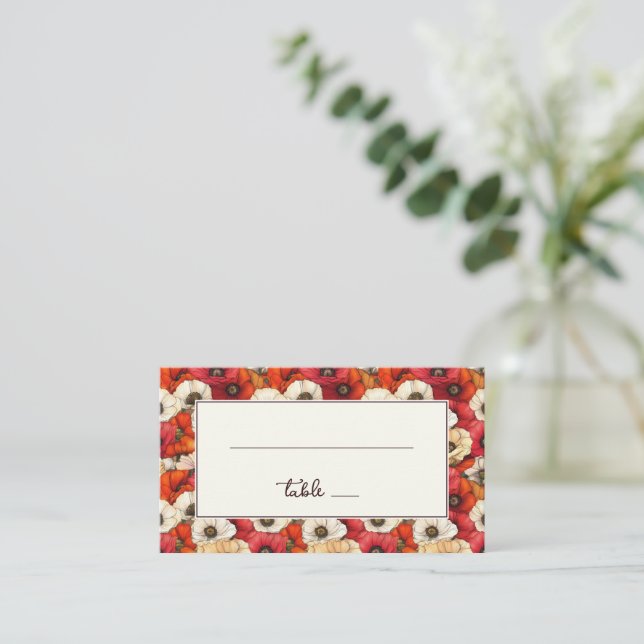 Carte De Placement Coquelicots Floraux Rouges Joyeux (Debout devant)