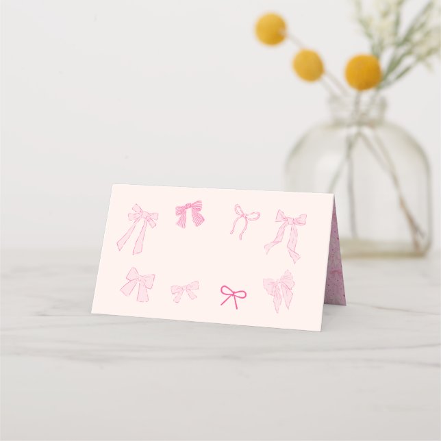 Carte De Placement Coquette Bow Thème Fête Étiquette alimentaire (Devant)