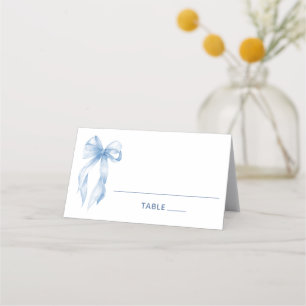 Carte De Placement Coquette Élégante Nœud Bleu Poussiéreux