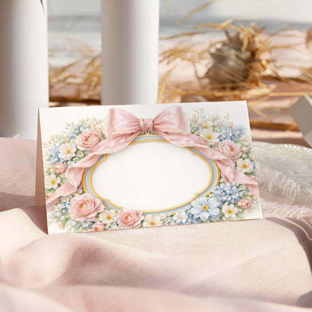 Carte De Placement Coquette Rose Bow Floral  (Créateur téléchargé)