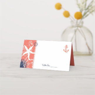 Carte De Placement Coral et Marine Mariage bleu marine