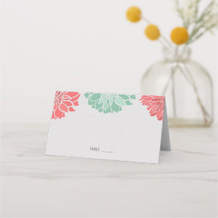 Carte De Placement Coral et Mint Dahlia Mariage floral