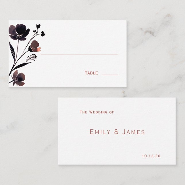 Carte De Placement Coral Floral Wedding (Devant / Derrière)