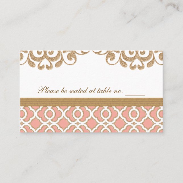Carte De Placement Coral Gold Marocain Mariage Table Place (Devant)