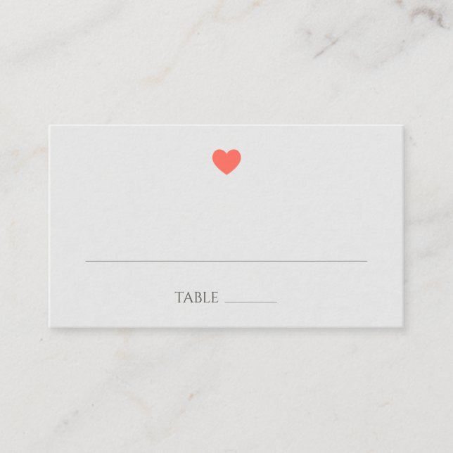 Carte De Placement Coral Heart Mariage (Devant)
