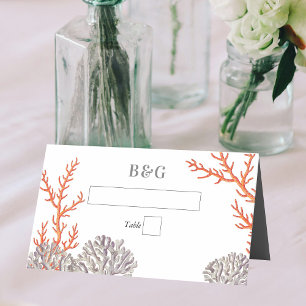 Carte De Placement Coral Watercolor Beach Mariage moderne