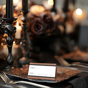 Carte De Placement Corbeau noir gothique et Mariage rouille Rose noir